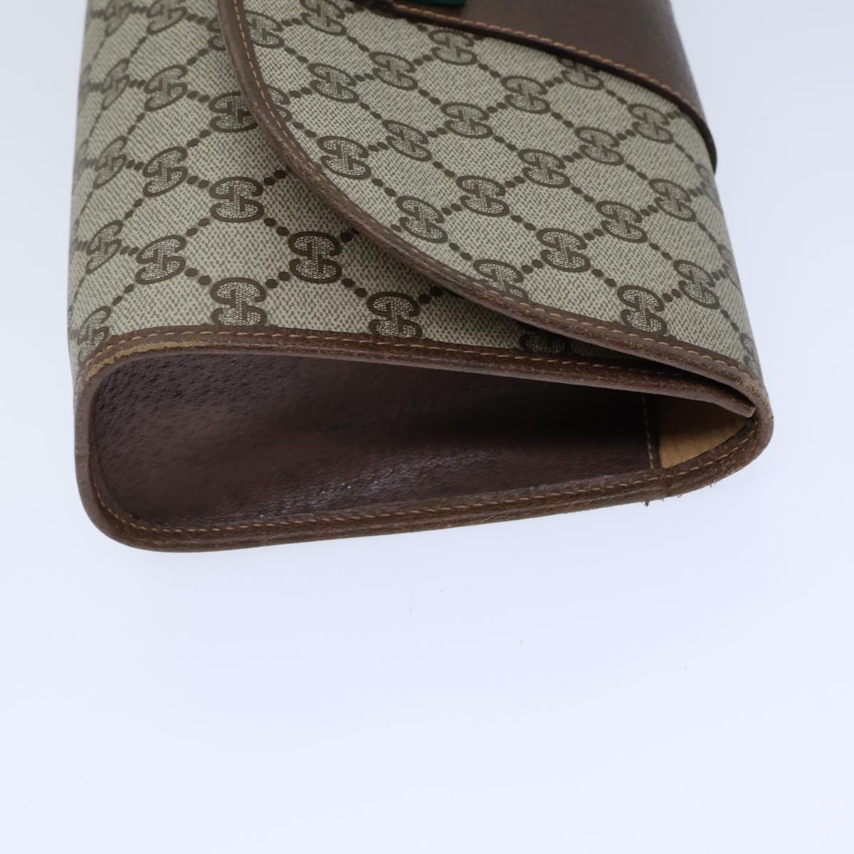 GUCCI GG Canvas Web Sherry Line Clutch Bag PVC Beige Green Red Auth 72156