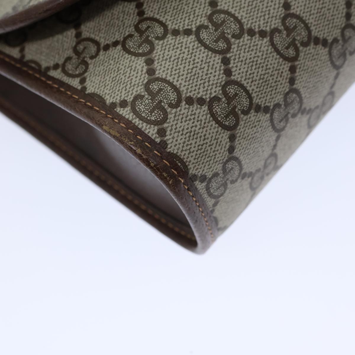 GUCCI GG Canvas Web Sherry Line Clutch Bag PVC Beige Green Red Auth 72156