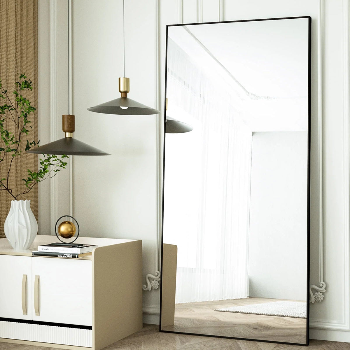 76"X34" Oversized Full Length Mirror Rectangle Wall Mirror Floor Mirrors for Leaning, Black