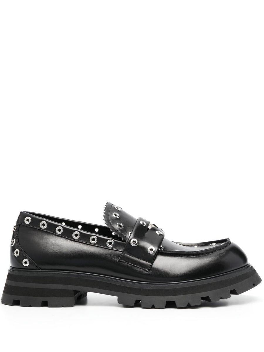 LEATHER METAL DETAIL LOAFERS