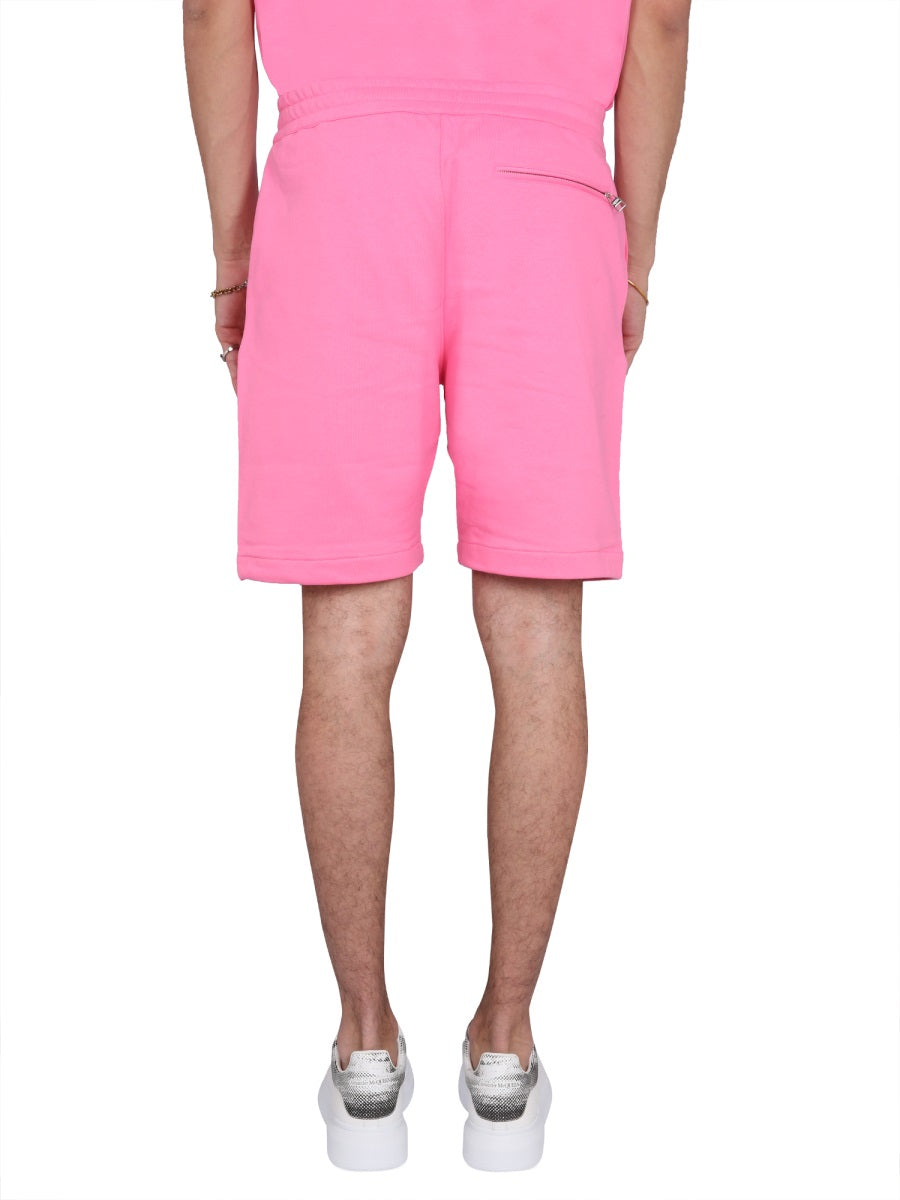 Alexander Mcqueen Men Bermuda Shorts With Graffiti Logo Print