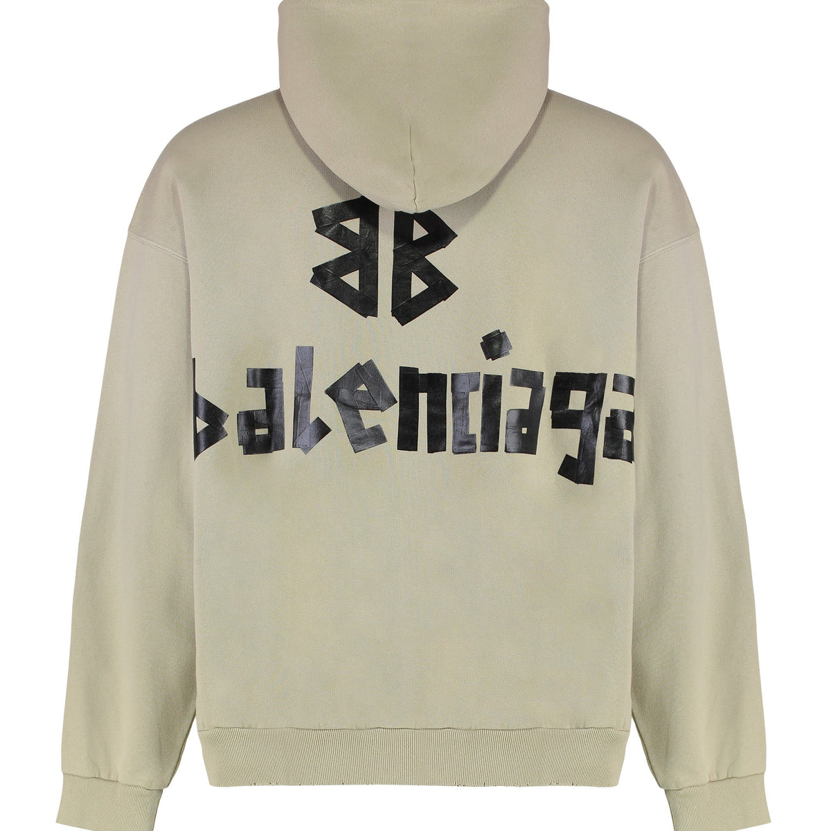 BALENCIAGA Unisex Cotton Hoodie with Localized Ripping
