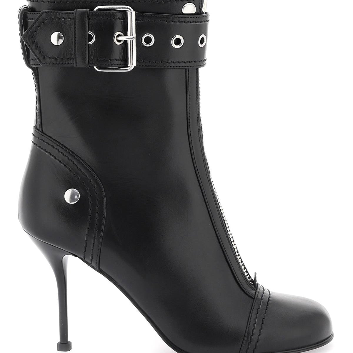 LEATHER ANKLE BOOTS WITH BUCKLE