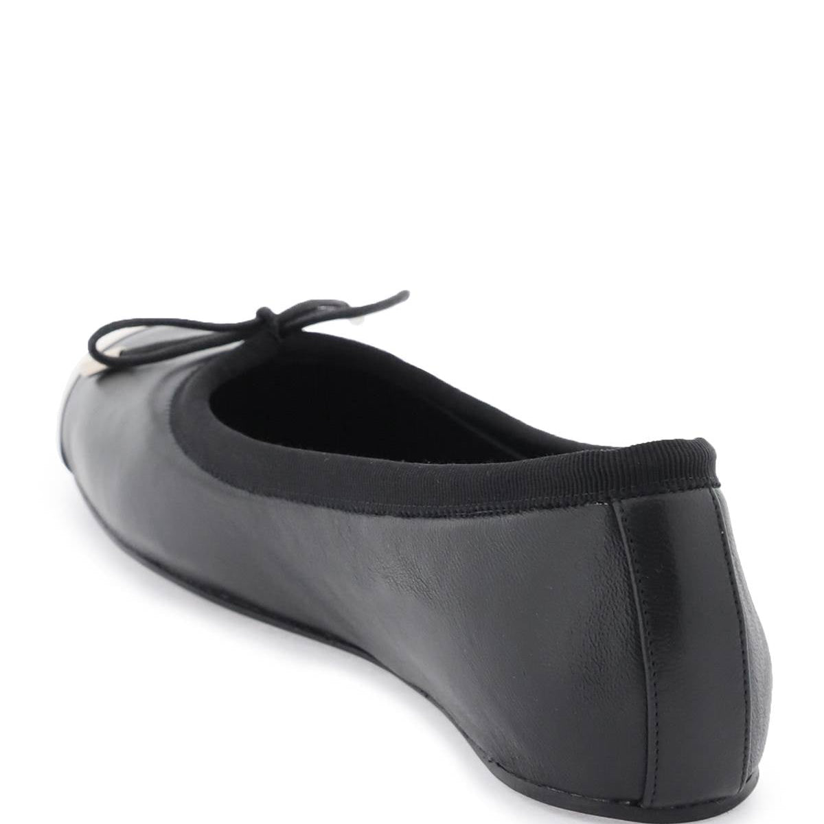 NAPPA LEATHER BALLET FLATS WITH METALLIC TOE