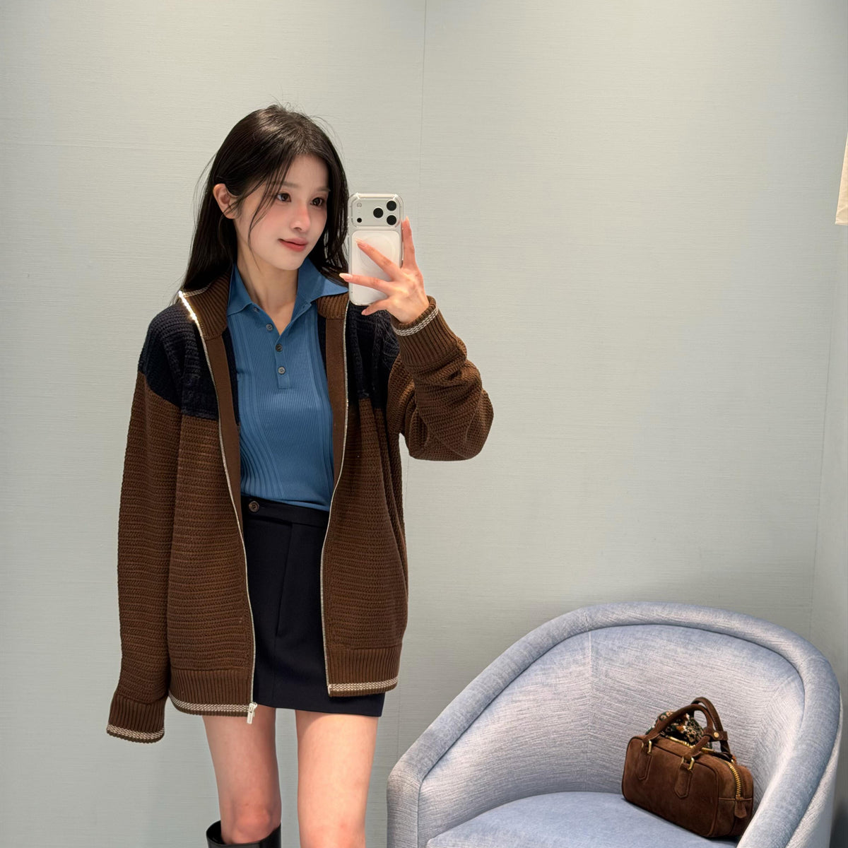 MIU M ZIP CARDIGAN
