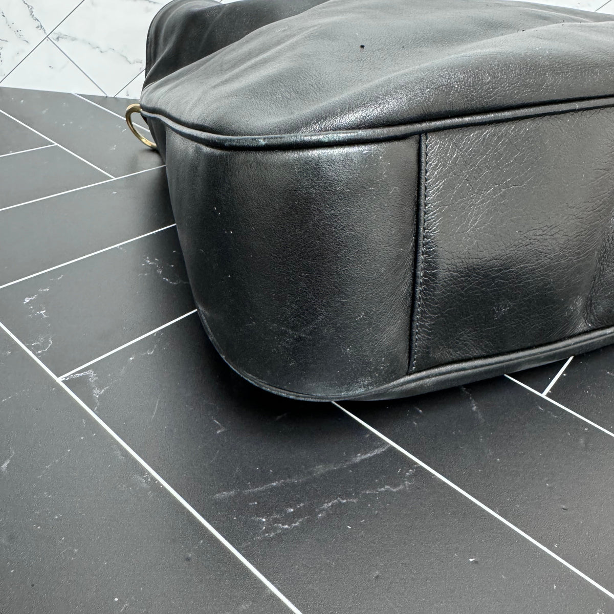 Gucci Black Leather Bamboo 2Way Bag