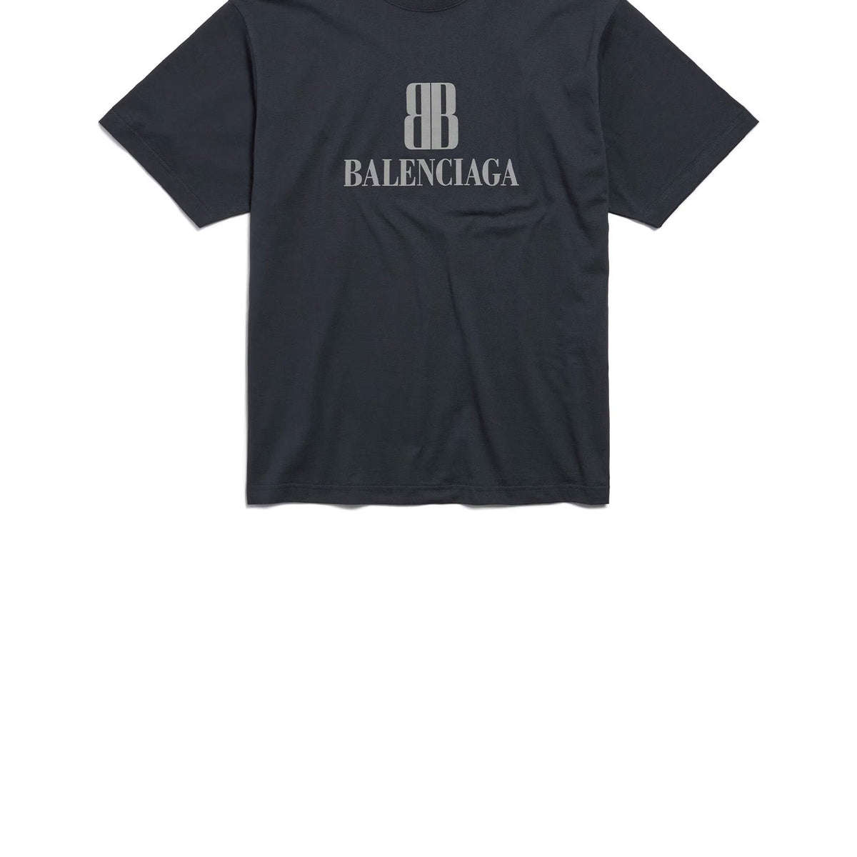 BALENCIAGA Washed Black Center Print T-Shirt for Men