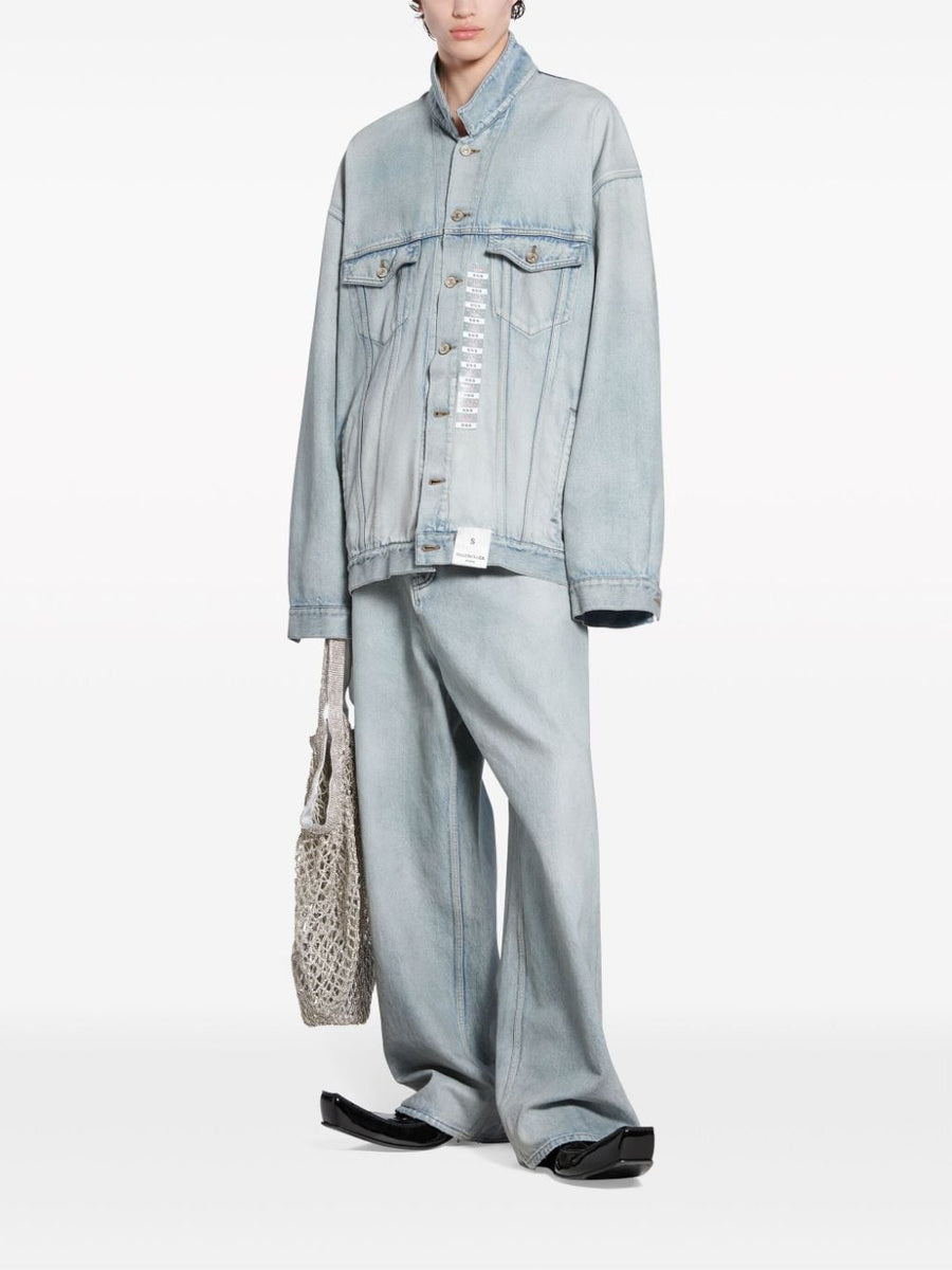 BALENCIAGA Washed Denim Jacket with Logo Patch