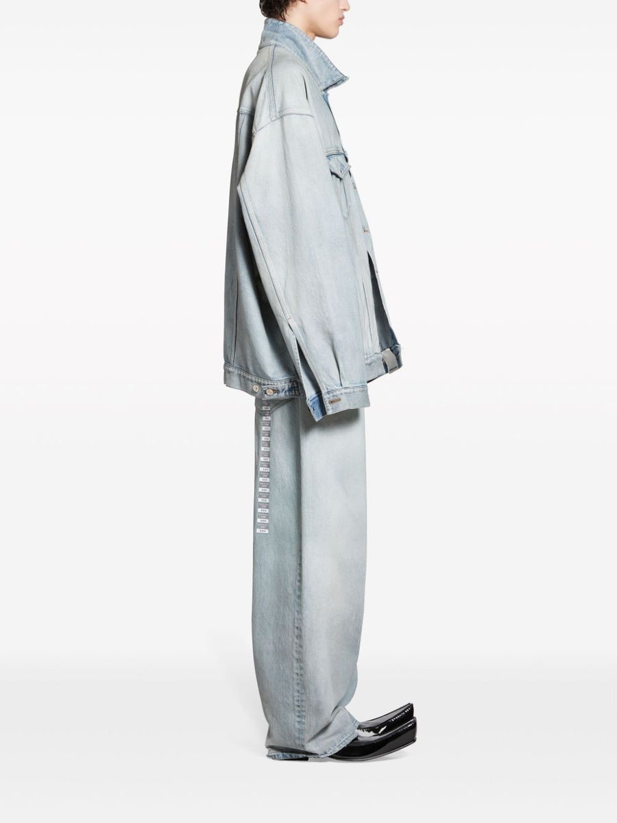 BALENCIAGA Washed Denim Jacket with Logo Patch