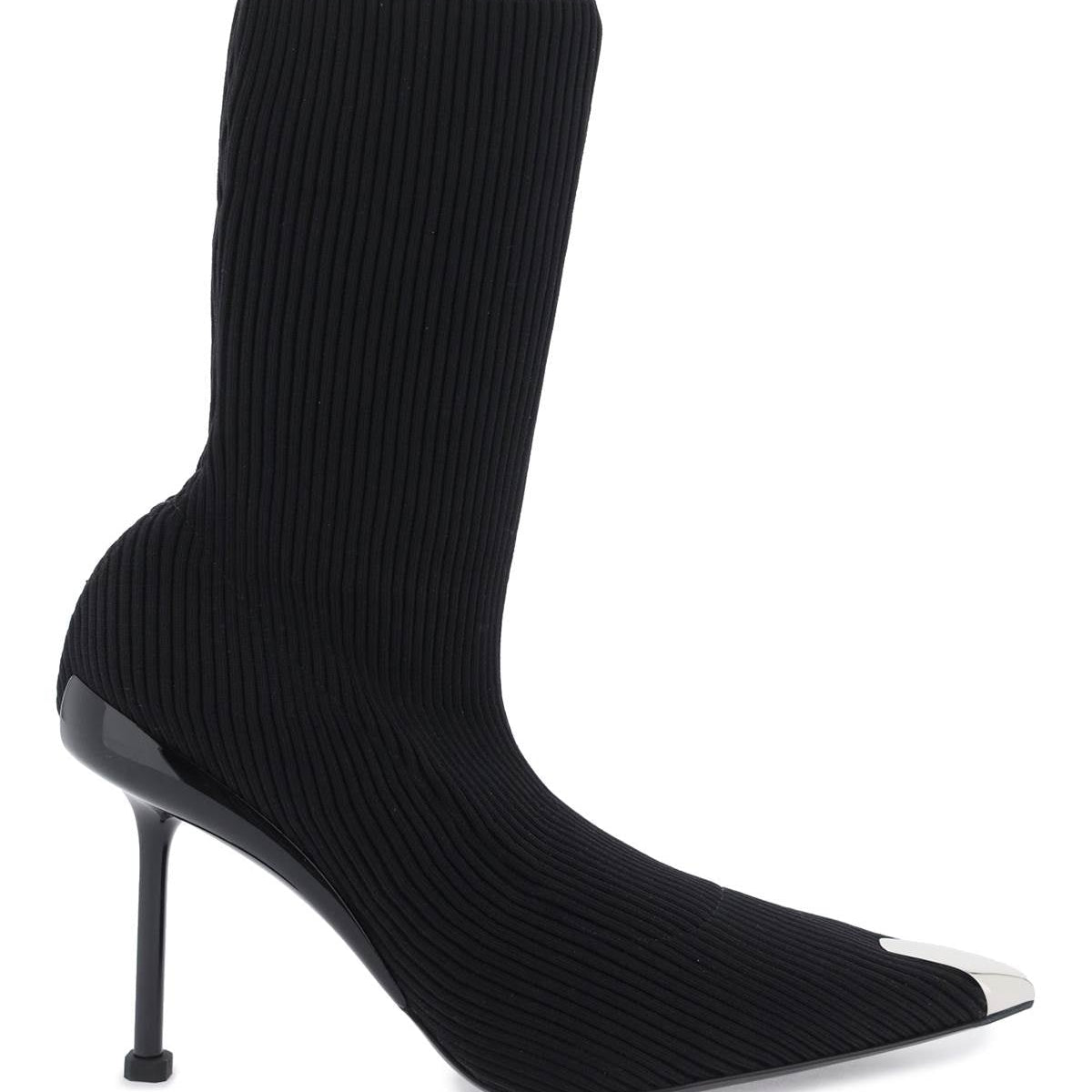KNIT SLASH ANKLE BOOTS