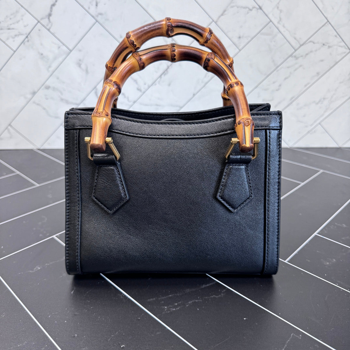 Gucci Black Bamboo Mini Diana Handbag