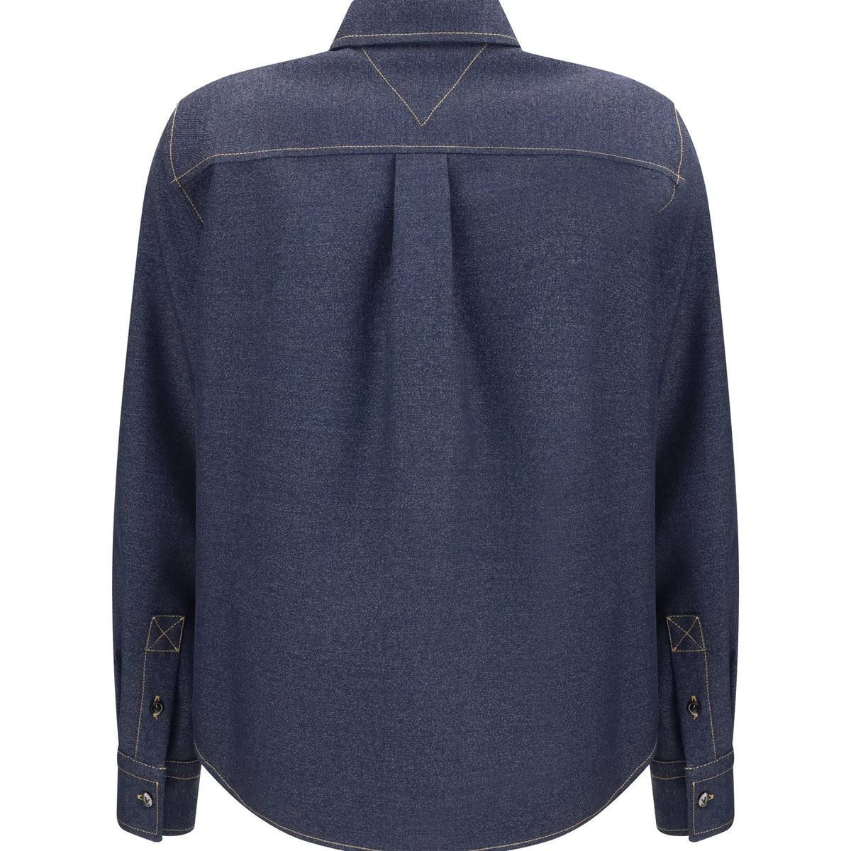 Bottega Veneta Women Denim-Effect Mélange Wool Shirt