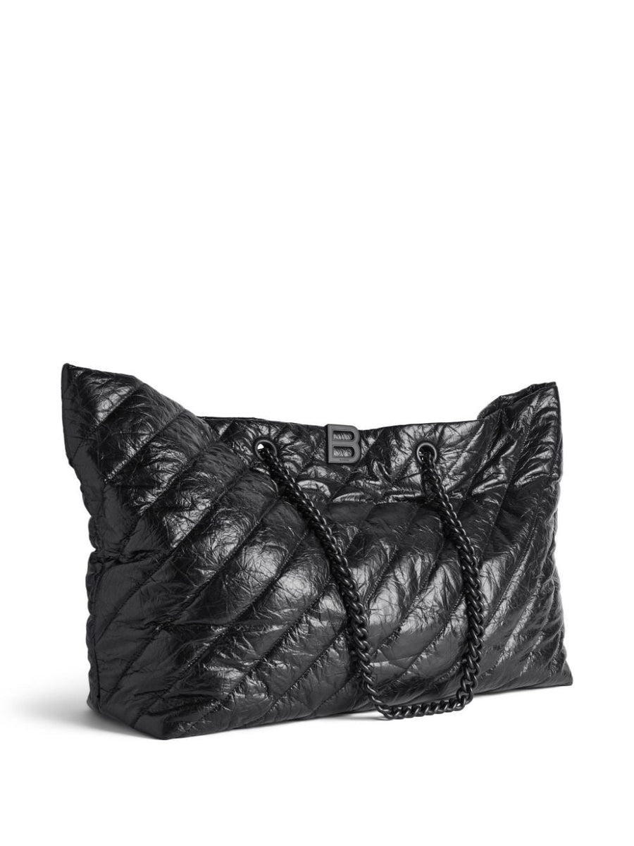 BALENCIAGA Crush Leather Tote Handbag - 58 cm