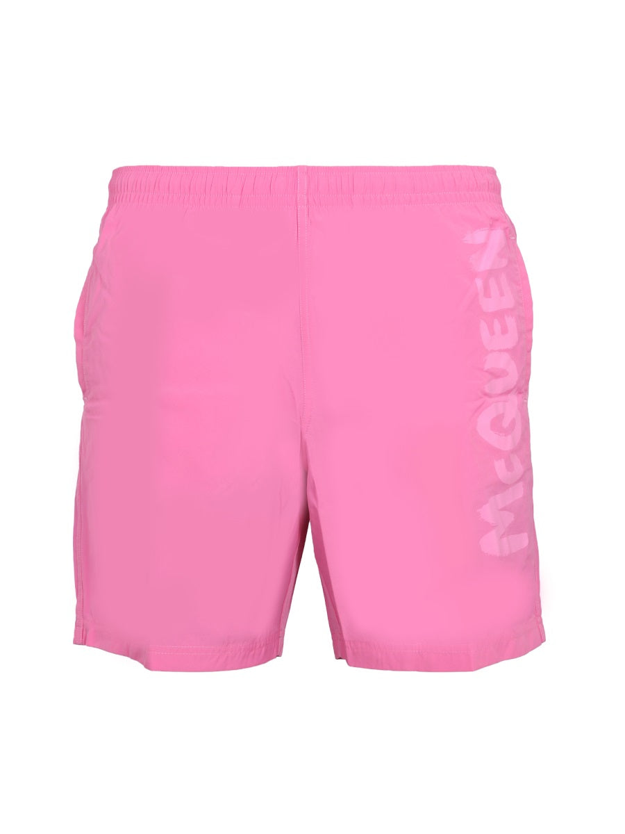 Alexander Mcqueen Men Logo Print Swimsuit