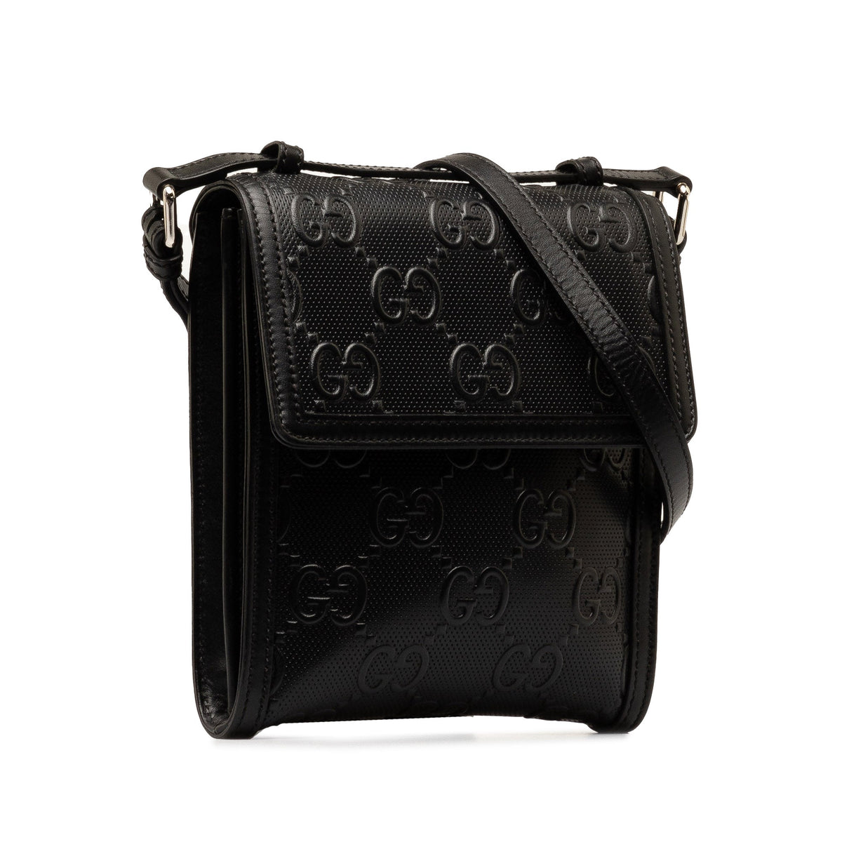 GUCCI GG Embossed Flap Crossbody Crossbody Bag