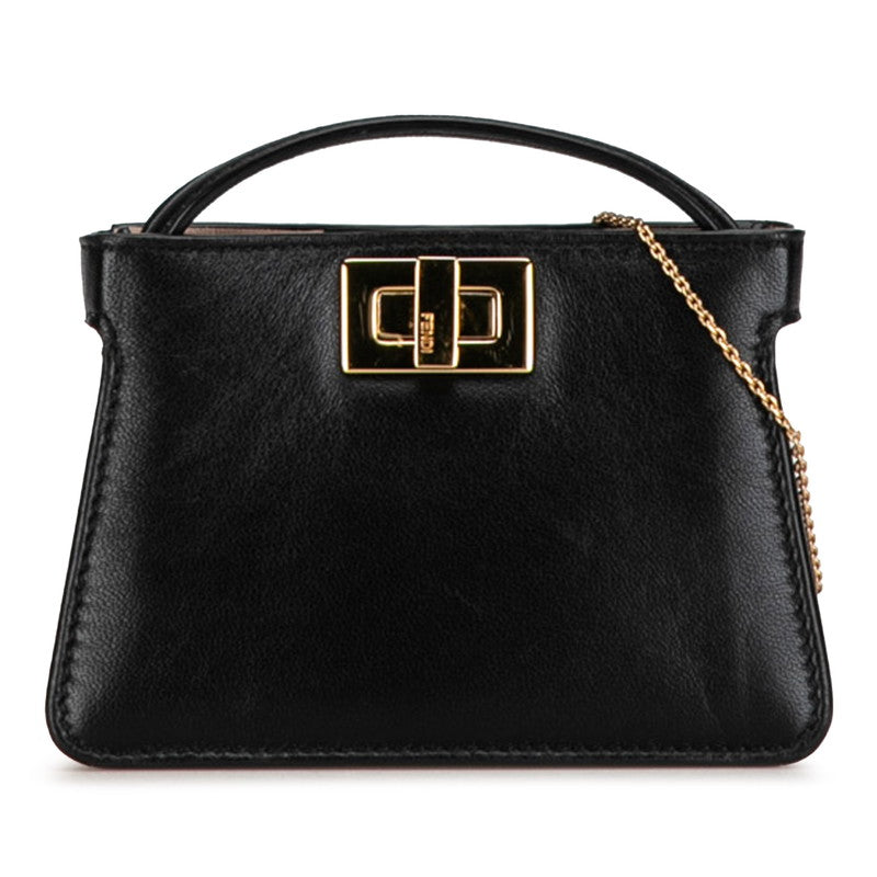 Top quality Fendi Nano Peacebu Chain Mini Shoulder Bag Charm 7AR993 Black G Leather  Top quality Fendi