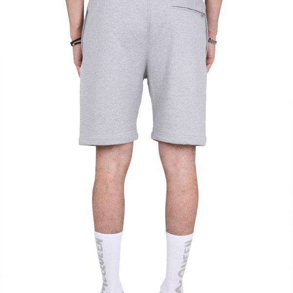 Alexander Mcqueen Men Bermuda Shorts With Graffiti Logo Print