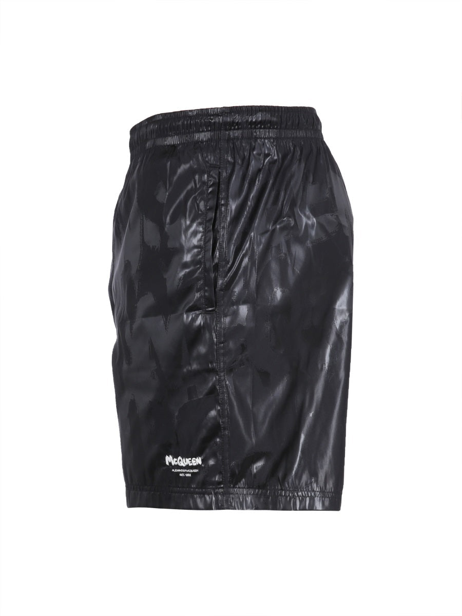 Alexander Mcqueen Men Graffiti Print Swimsuit