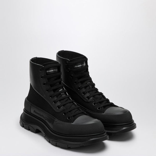 Alexander Mcqueen Black Canvas Tread Slick Boots Men