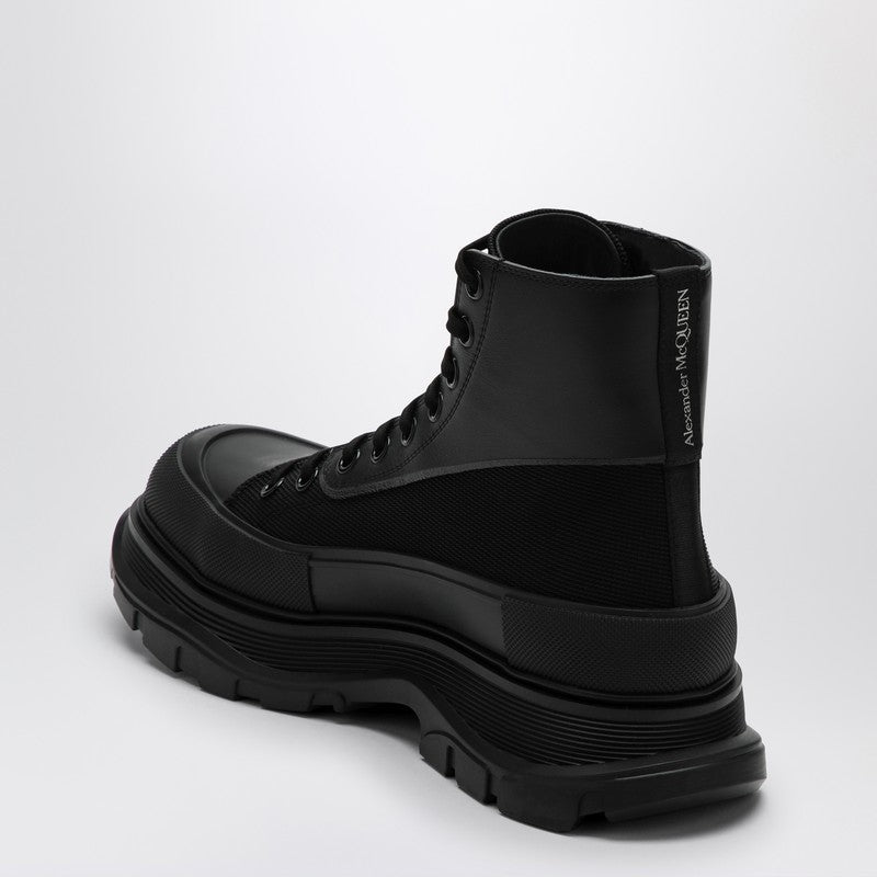 Alexander Mcqueen Black Canvas Tread Slick Boots Men