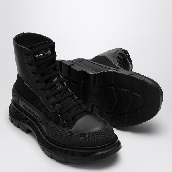 Alexander Mcqueen Black Canvas Tread Slick Boots Men