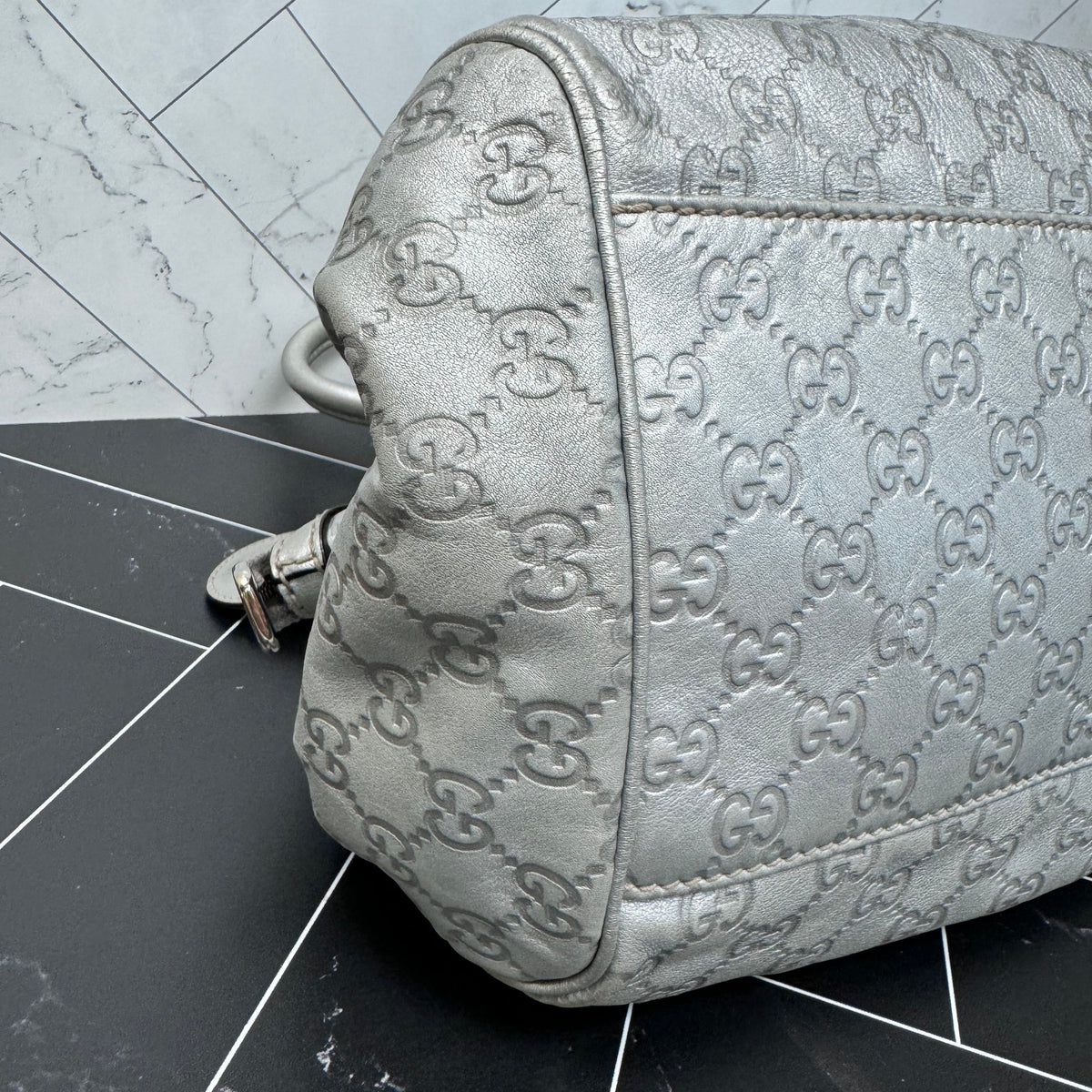 Gucci GG Metallic Silver Sukey Tote