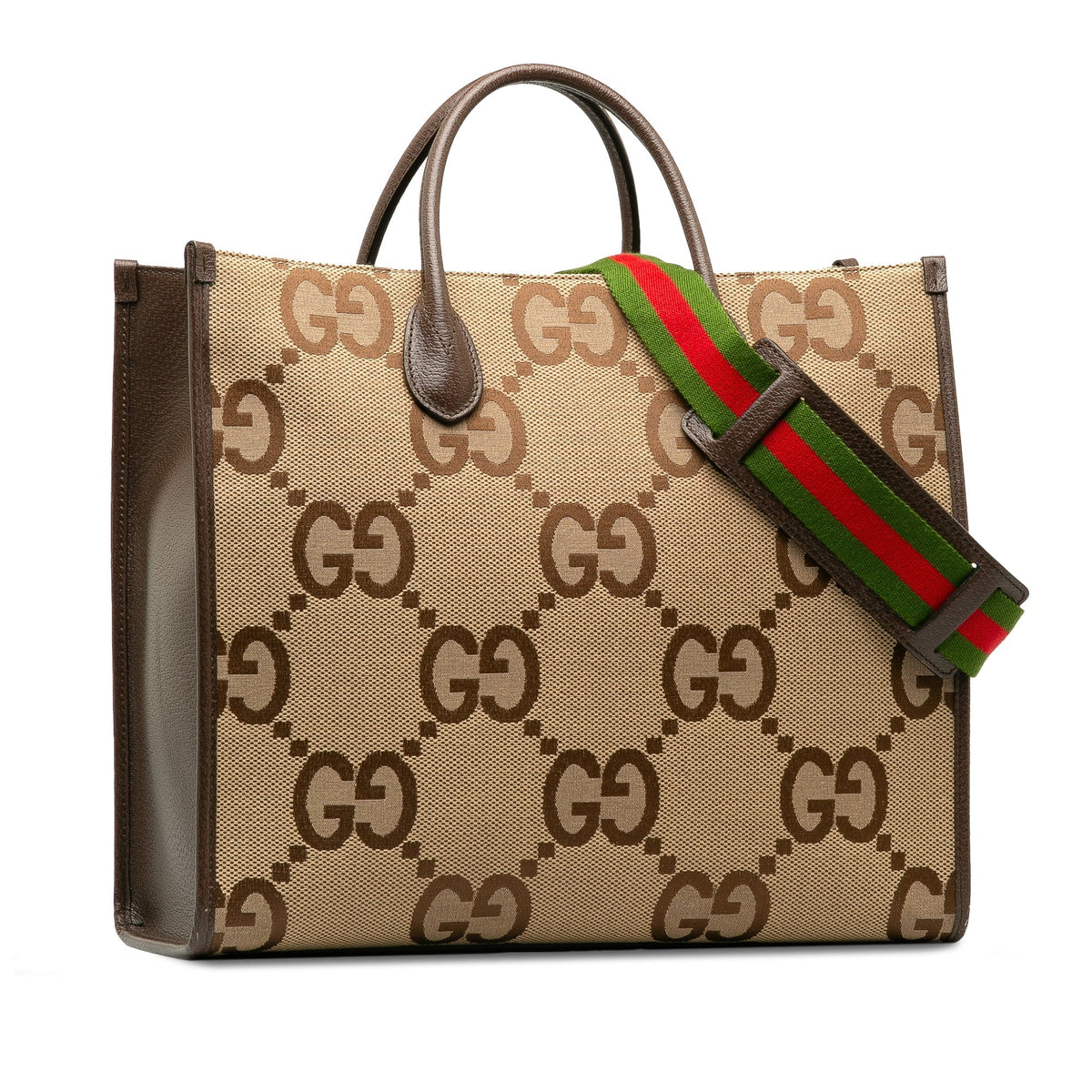 GUCCI Jumbo GG Canvas Web Convertible Tote Satchel