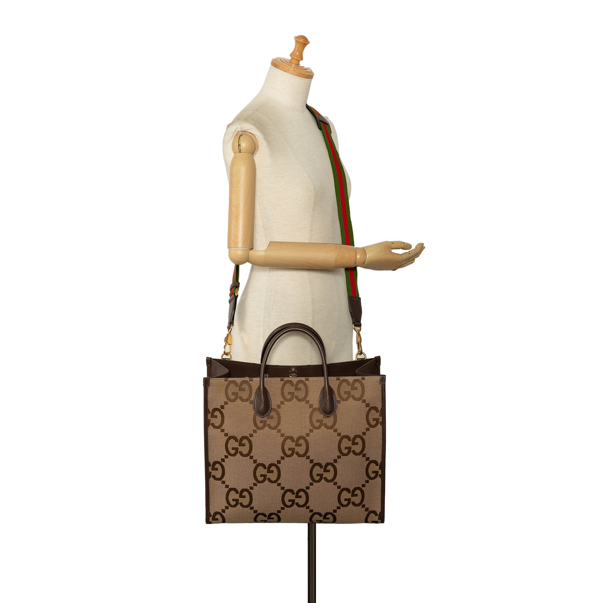 GUCCI Jumbo GG Canvas Web Convertible Tote Satchel
