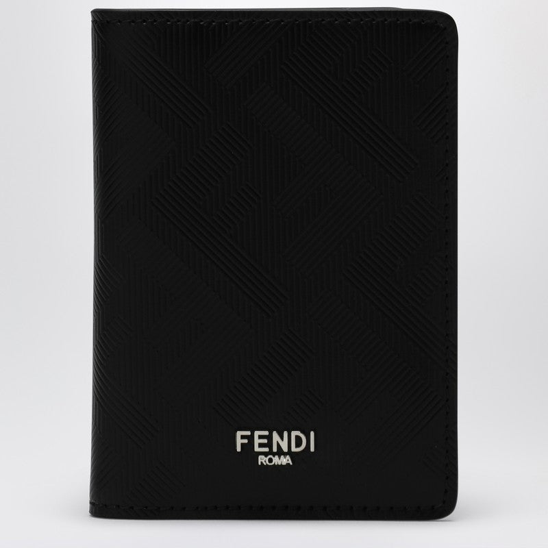 Fendi Fendi Shadow Black Leather Card Case Men