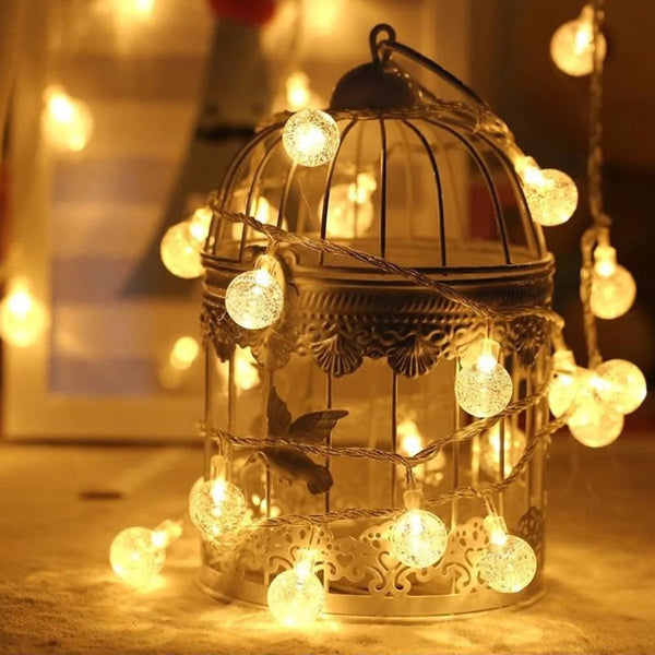21Ft 30 LED Solar Fairy String Lights, Outdoor Pathway Landscape Night Lights Garden Crystal Ball Decorative Wall Lights Waterproof for Home Garden, Patio, Yard, Home Decoration