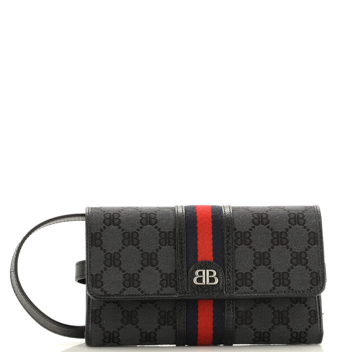 Balenciaga x Gucci The Hacker Wallet on Strap BB Coated Canvas