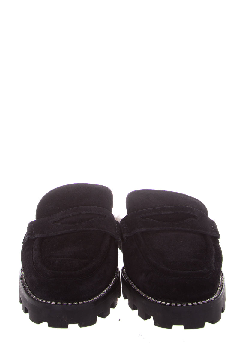 Jimmy Choo Black Suede Ronnie Embellished Mules SZ 39.5