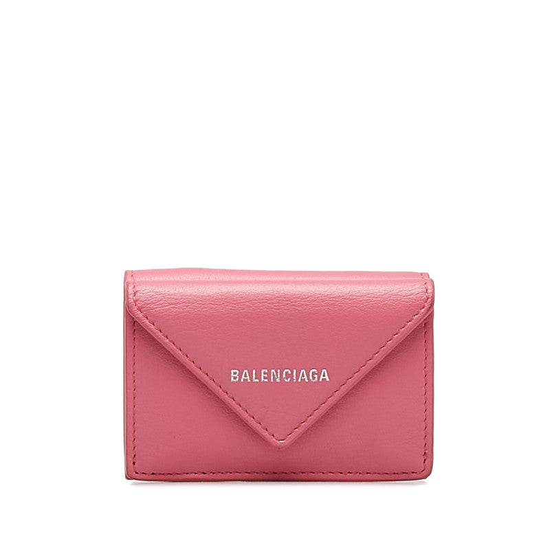 balenciaga Mini Paper Wallet Leather Pink