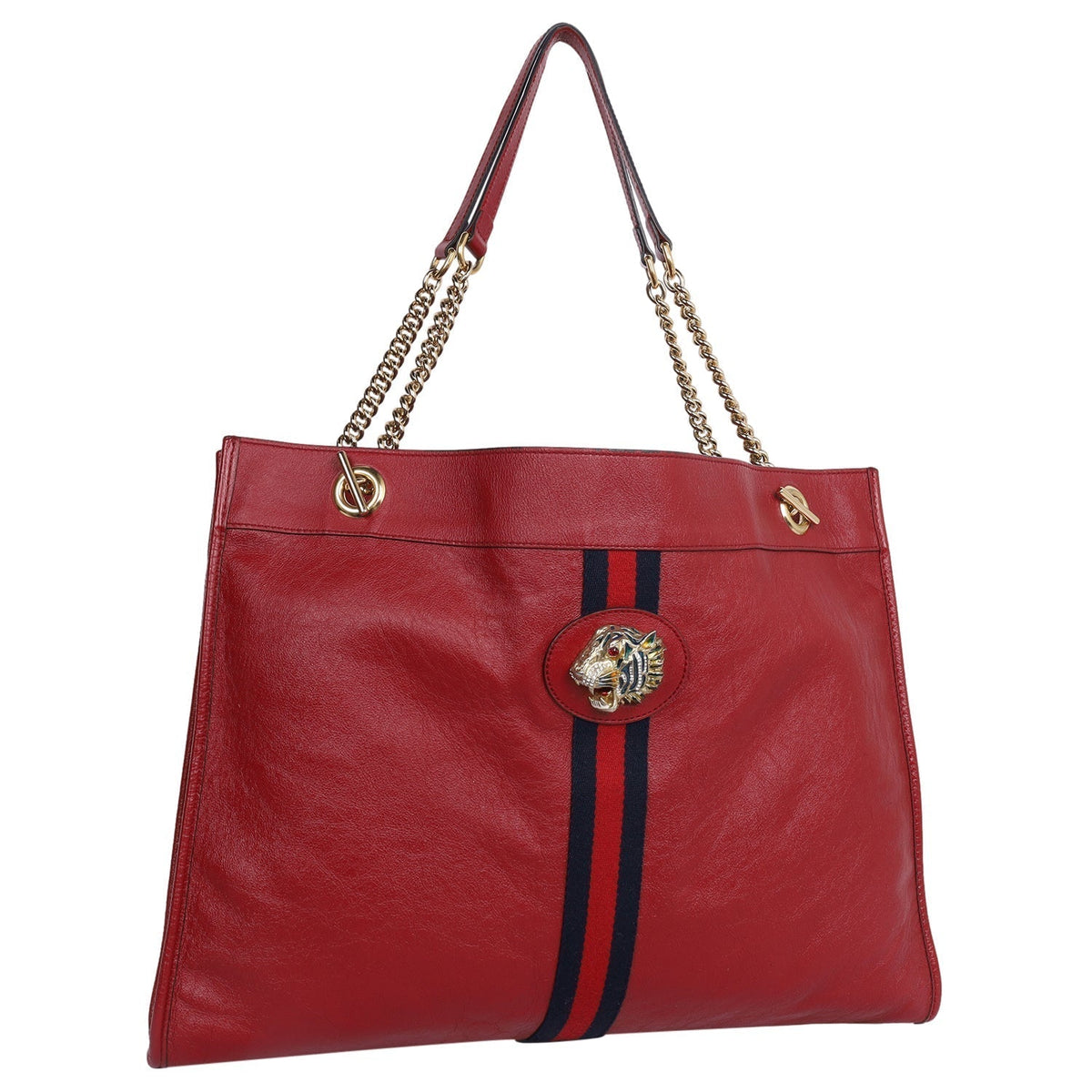 Gucci Red Leather Rajah Tote Bag (Authentic Pre-Owned)