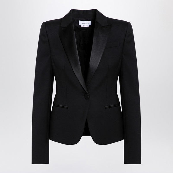 Alexander Mcqueen Black Single-Breasted Jacket In Wool Women