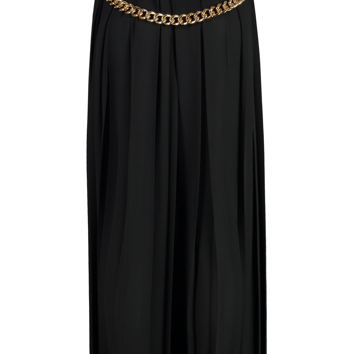 BALENCIAGA High-Waisted Pleated Skirt with Chain Detail - Ankle Length