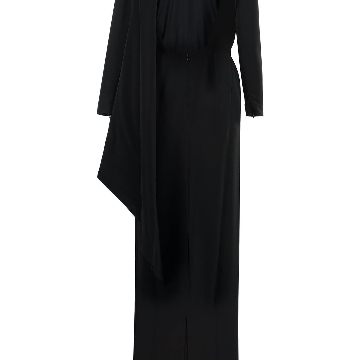 BALENCIAGA Open Back Zipped Sleeve Stretching Crepe Mini Dress
