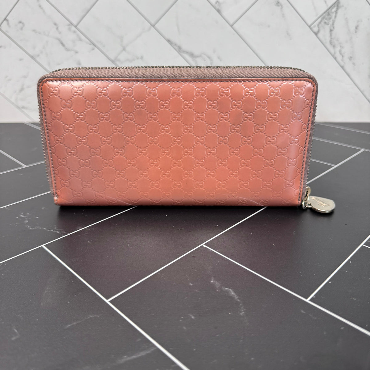 Gucci Peach Microguccissima Zippy Wallet