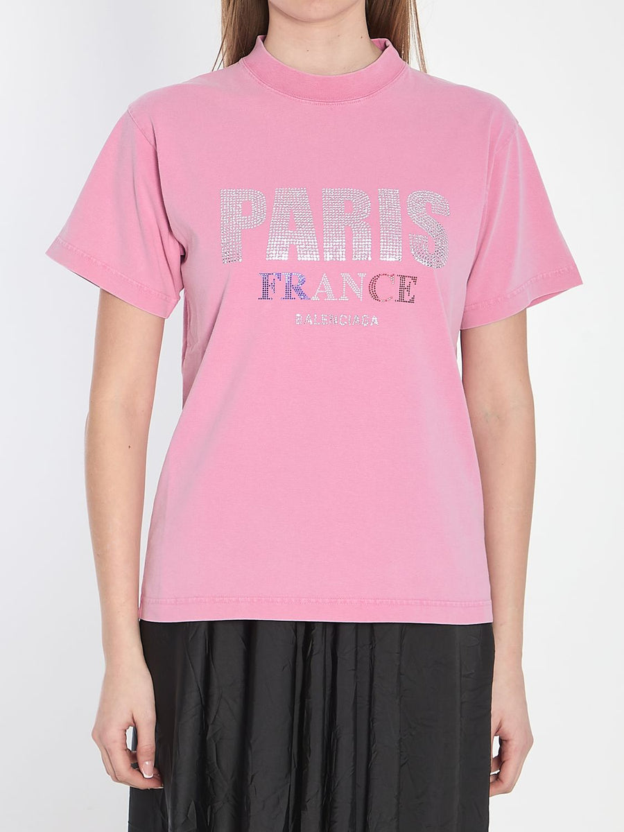 BALENCIAGA Mini Vintage Cotton Strass T-Shirt - Women's