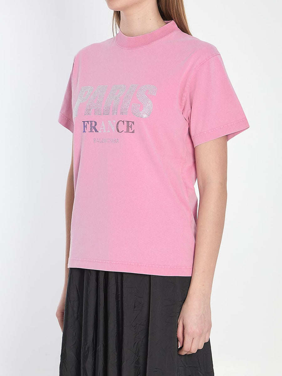 BALENCIAGA Mini Vintage Cotton Strass T-Shirt - Women's