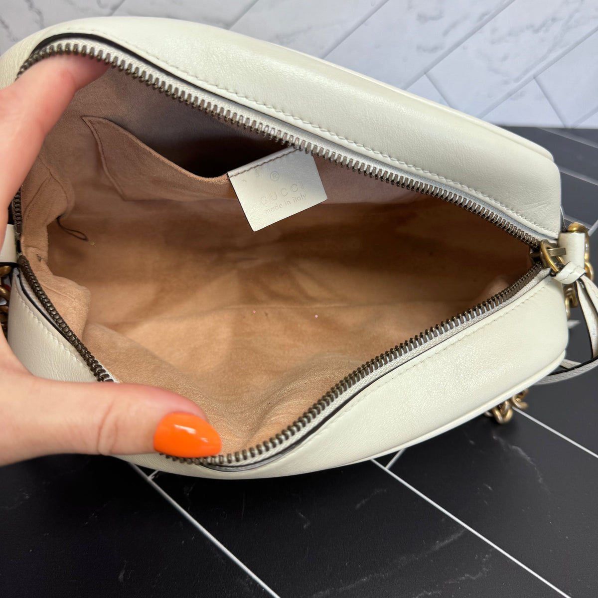 Gucci White Marmont Crossbody