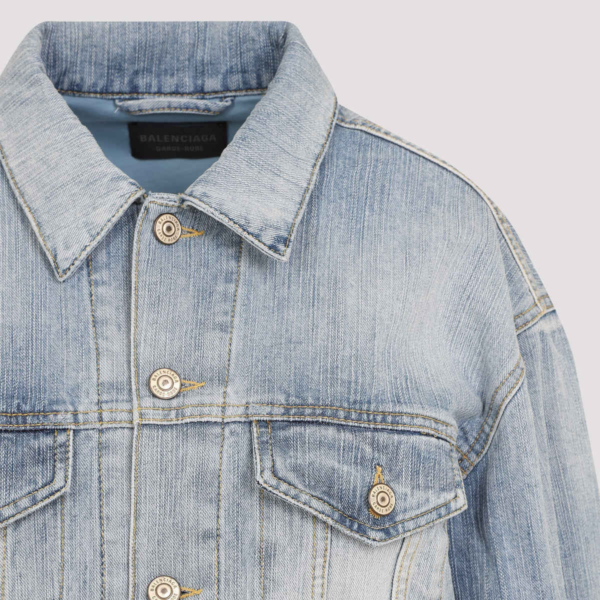 BALENCIAGA Denim Jacket - Women's Light Faded Style