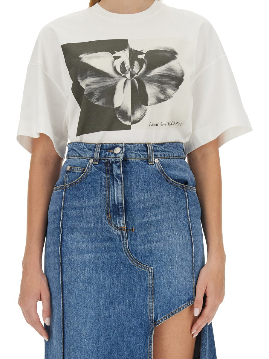 Alexander Mcqueen Women Photographic Orchid T-Shirt