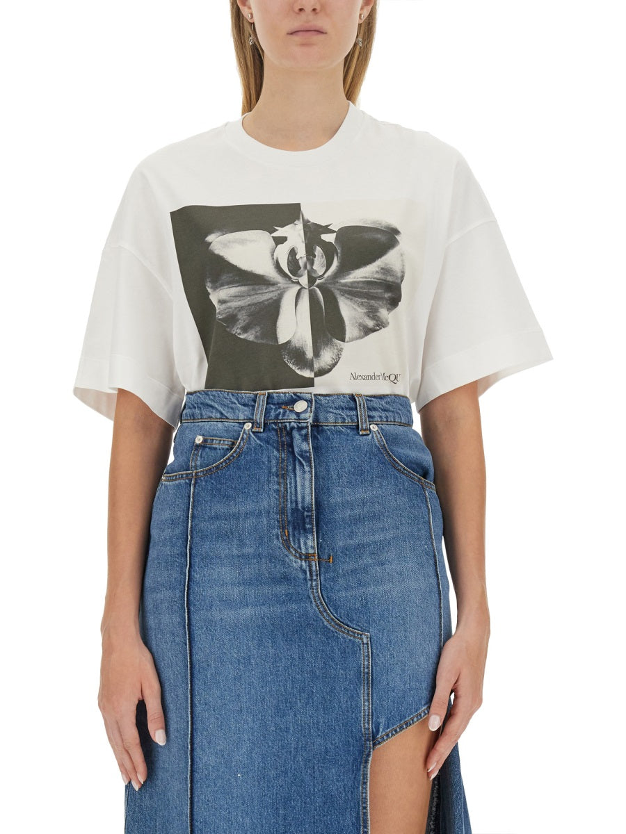 Alexander Mcqueen Women Photographic Orchid T-Shirt