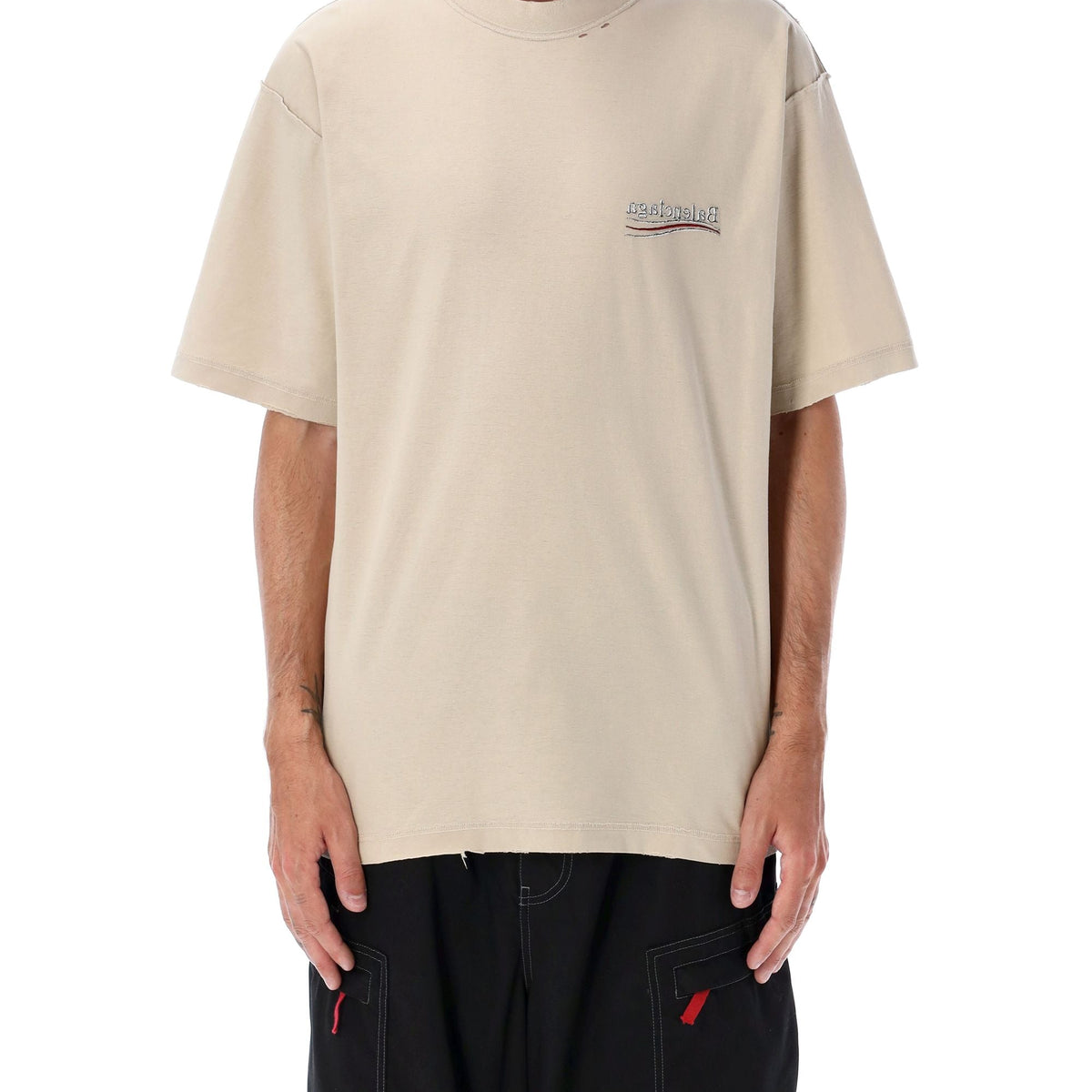 BALENCIAGA Political Campaign T-Shirt with Distressed Details - Men