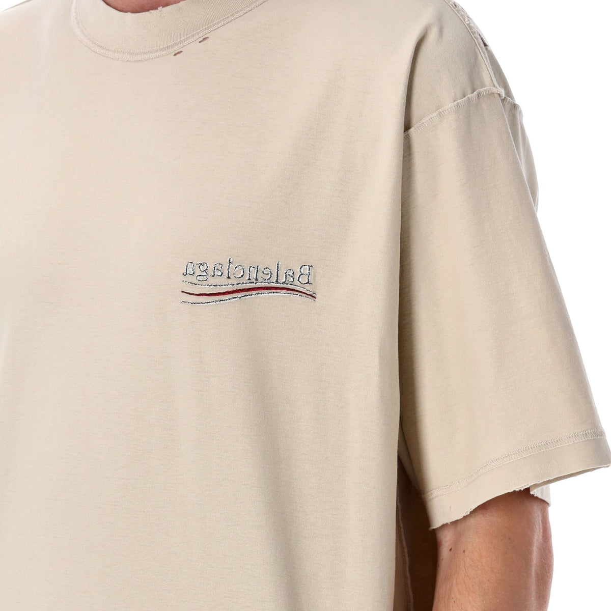 BALENCIAGA Political Campaign T-Shirt with Distressed Details - Men