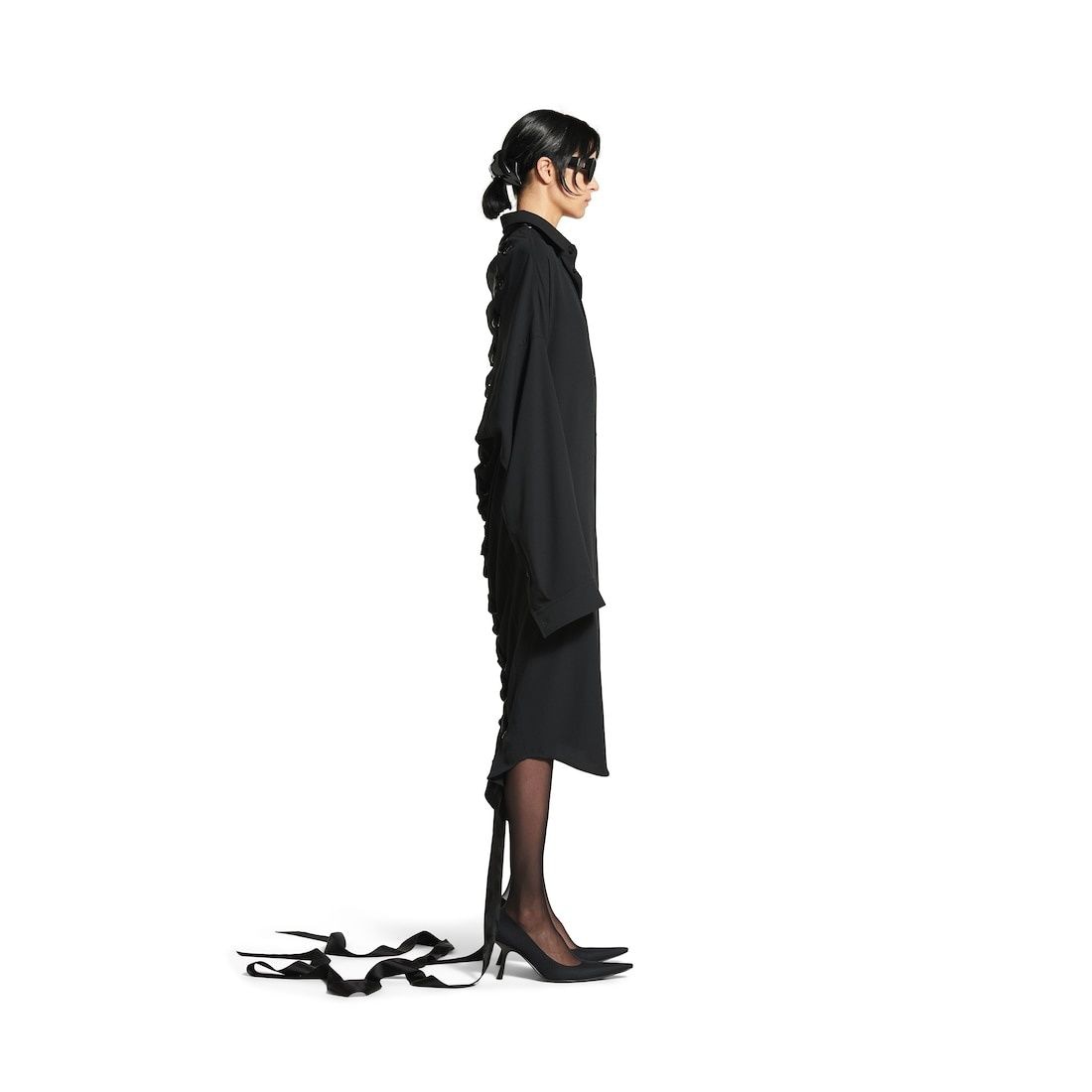 BALENCIAGA Shirt Dress with Intertwined Ribbons