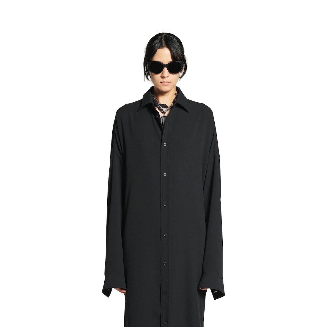 BALENCIAGA Shirt Dress with Intertwined Ribbons