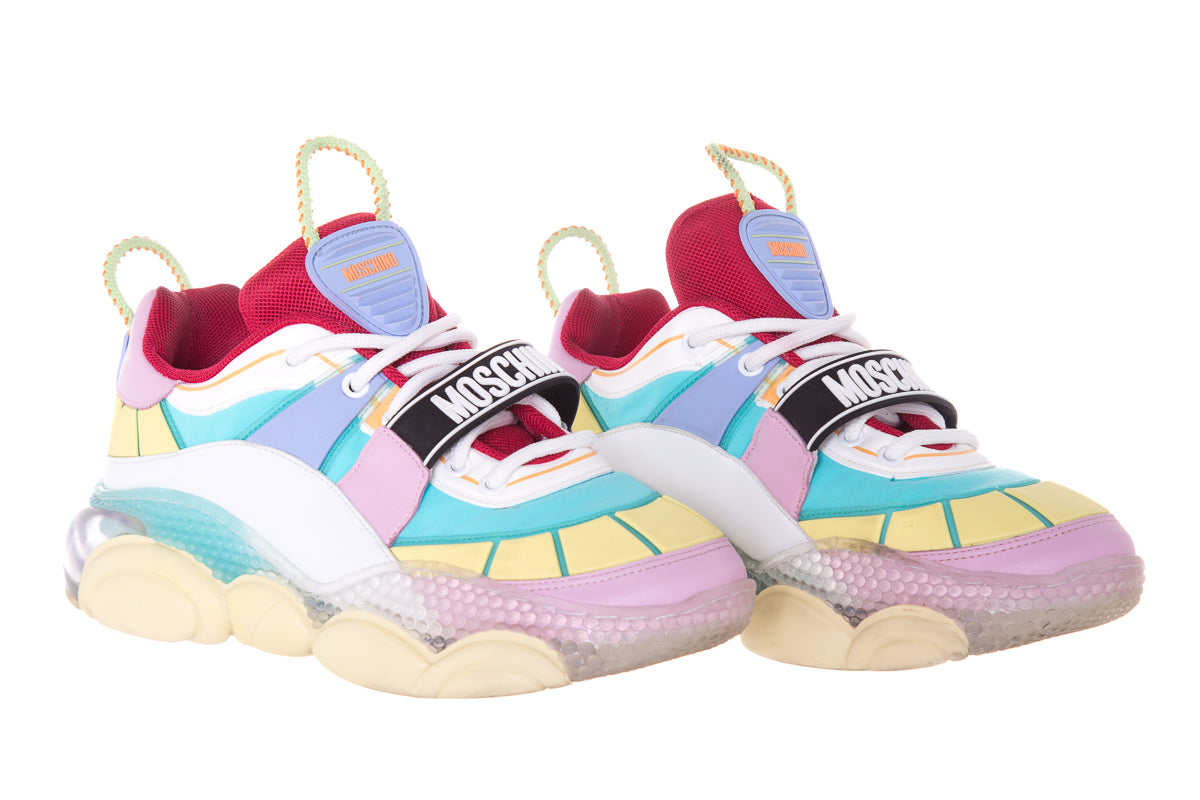 Moschino Multicolored Logo-Strap Teddy-Sole Sneakers SZ 40