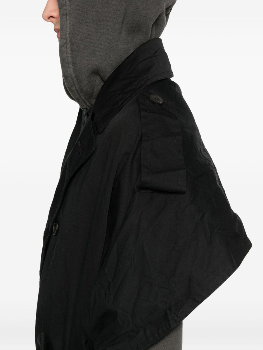 BALENCIAGA Double-Breasted Cotton Cape Sleeve Coat for Women - FW25
